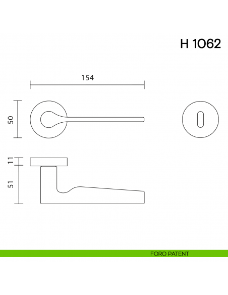 Maniglia per porta H 1062 Valli collezione Lab foro patent
