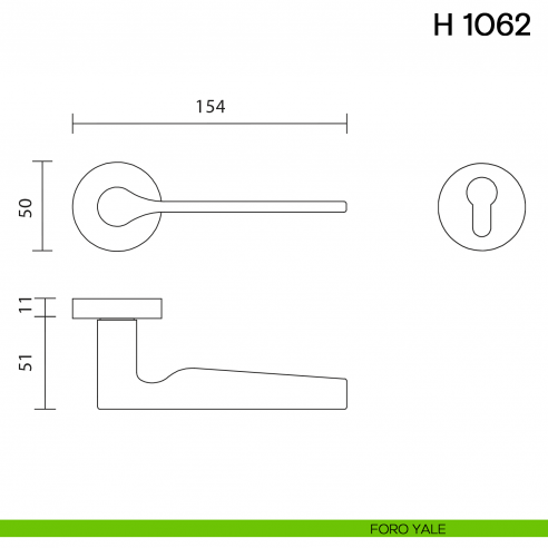 Maniglia per porta H 1062 Valli collezione Lab foro yale