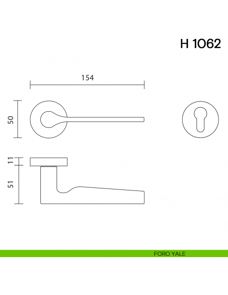 Maniglia per porta H 1062 Valli collezione Lab foro yale