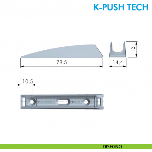 Basetta ridosso K-Push Tech Ferramenta Livenza 37 mm - disegno