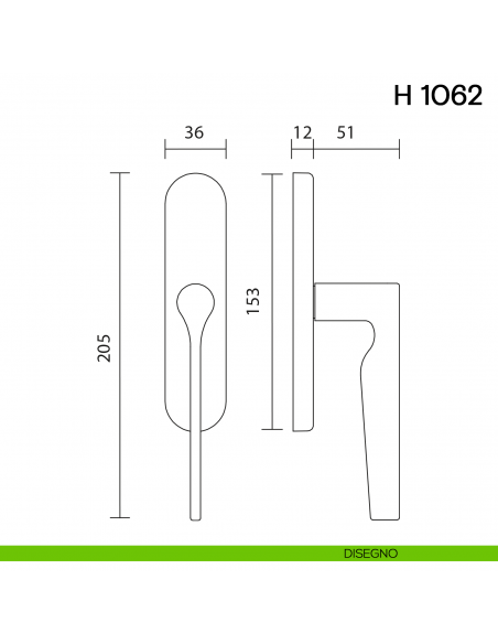 Maniglia per finestra cremonese H 1062 Valli collezione Lab disegno