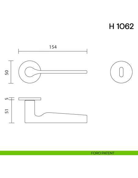 Maniglia per porta H 1062 Valli collezione Lab con rosetta fine foro patent