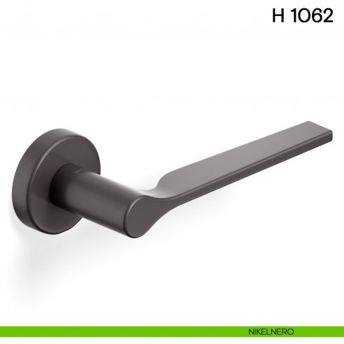 Maniglia per porta H 1062 Valli collezione Lab con rosetta fine nikelnero