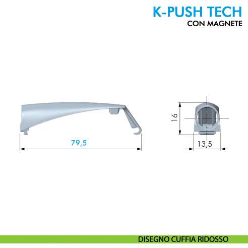 Premi e apri magnetico K-Push Tech Ferramenta Livenza da applicare contropiastra con biadesivo - disegno cuffia ridosso