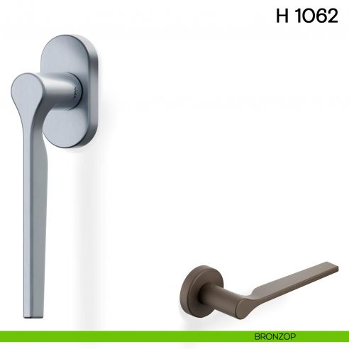 Maniglia per finestra martellina DK H 1062 Valli collezione Lab con rosetta fine bronzop