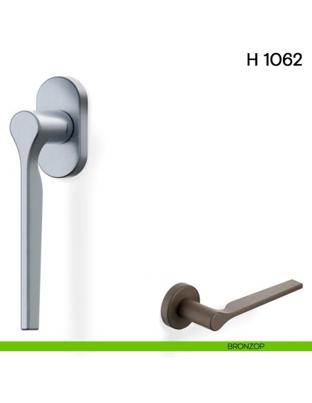 Maniglia per finestra martellina DK H 1062 Valli collezione Lab con rosetta fine bronzop