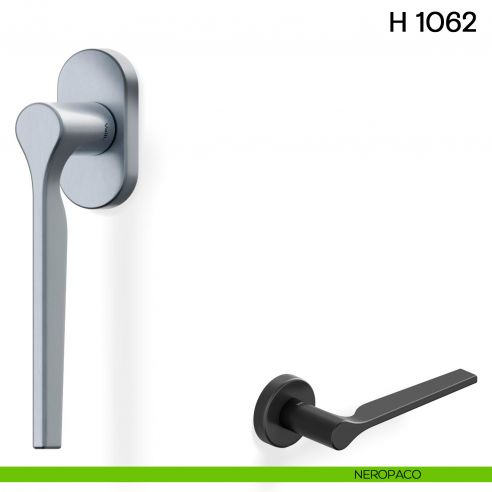 Maniglia per finestra martellina DK H 1062 Valli collezione Lab con rosetta fine neropaco