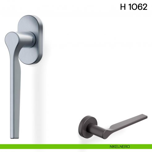 Maniglia per finestra martellina DK H 1062 Valli collezione Lab con rosetta fine nikelnero