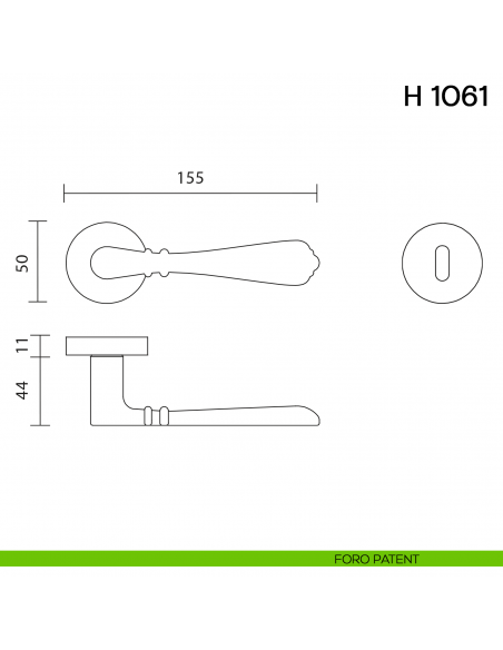 Maniglia per porta H 1061 Valli collezione Fusital foro patent