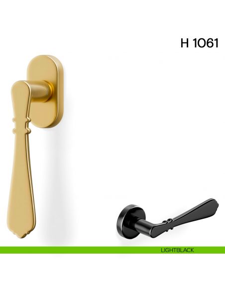 Maniglia per finestra martellina DK H 1061 Valli collezione Fusital con rosetta fine light black