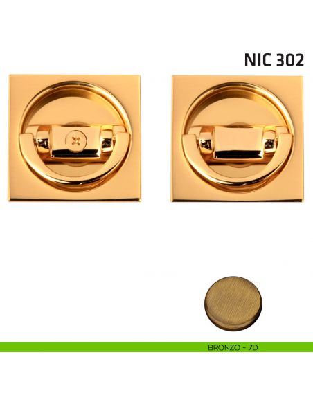 Kit quadrato con doppio anello NIC 302 cromo satinato bronzo
