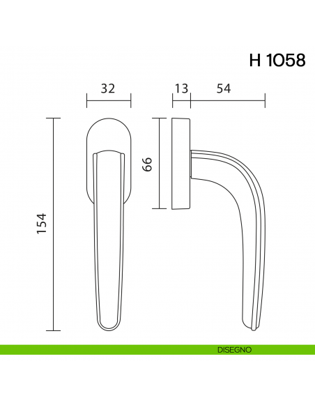 Maniglia per finestra martellina DK H 1058 Valli collezione Lab disegno