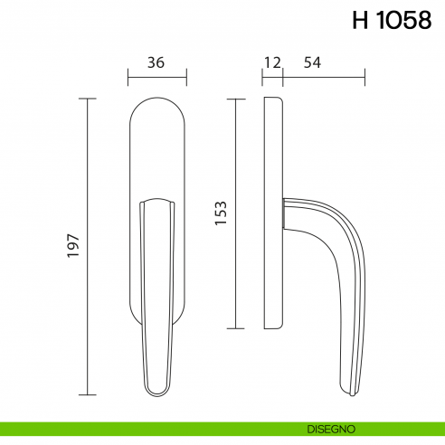 Maniglia per finestra cremonese H 1058 Valli collezione Lab disegno