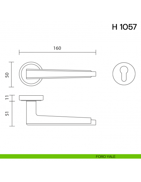 Maniglia per porta H 1057 Valli collezione Lab foro yale