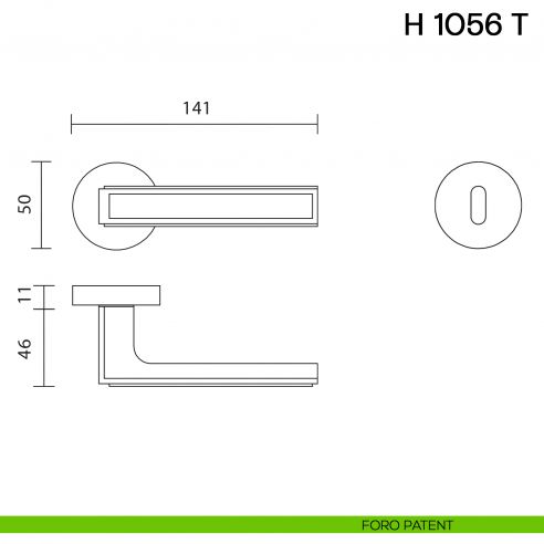 Maniglia per porta H 1056 T Valli collezione Lab foro patent