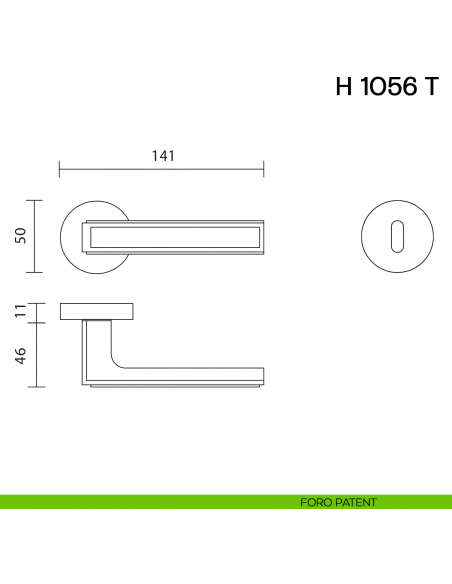 Maniglia per porta H 1056 T Valli collezione Lab foro patent