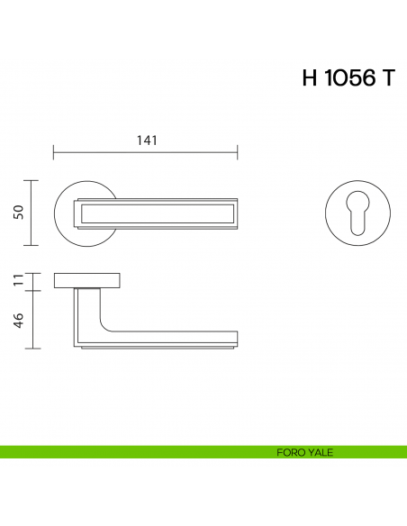 Maniglia per porta H 1056 T Valli collezione Lab foro yale