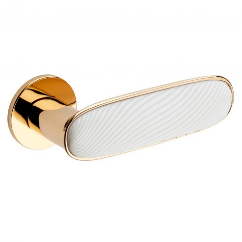 Maniglia per porta Dune dnd handles con porcellana lucida bianco sabbia