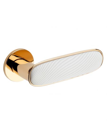 Maniglia per porta Dune dnd handles con porcellana lucida bianco sabbia