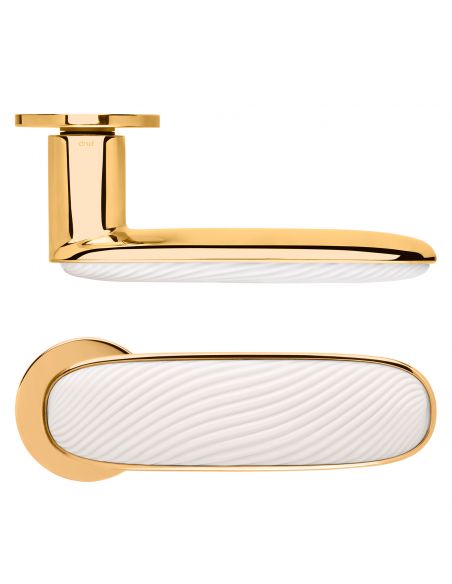 Maniglia per porta Dune dnd handles con porcellana lucida bianco sabbia