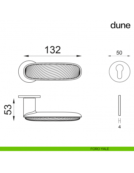 Maniglia per porta Dune dnd handles con porcellana lucida bianco sabbia - foro yale