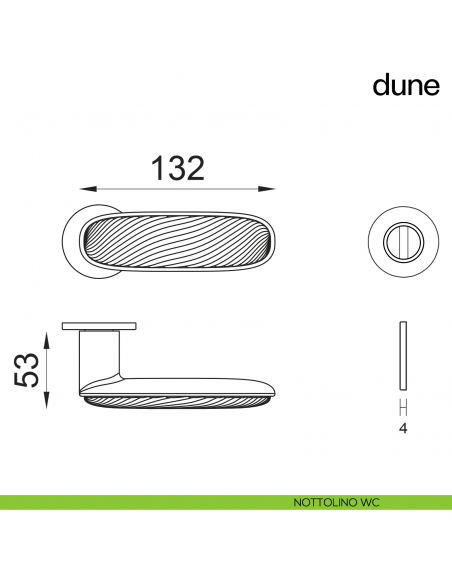 Maniglia per porta Dune dnd handles con porcellana lucida bianco sabbia - nottolino wc