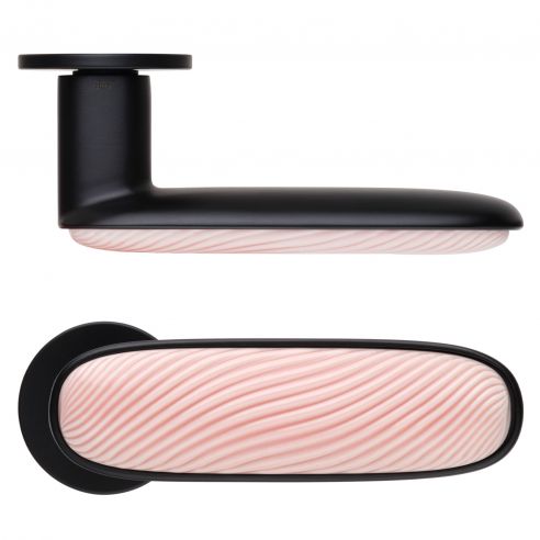Maniglia per porta Dune dnd handles con porcellana lucida rosa