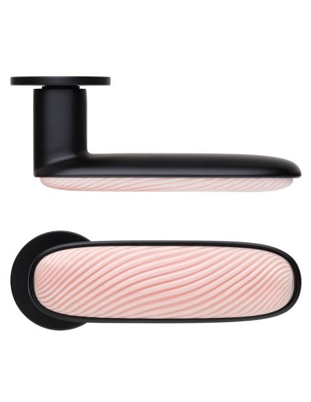 Maniglia per porta Dune dnd handles con porcellana lucida rosa