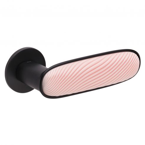 Maniglia per porta Dune dnd handles con porcellana lucida rosa