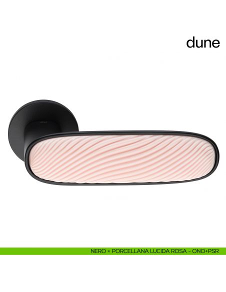 Maniglia per porta Dune dnd handles nero + porcellana lucida rosa