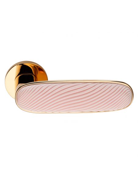 Maniglia per porta Dune dnd handles con porcellana lucida rosa