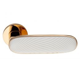 Maniglia per porta Dune dnd handles con porcellana lucida bianco sabbia