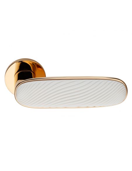 Maniglia per porta Dune dnd handles con porcellana lucida bianco sabbia