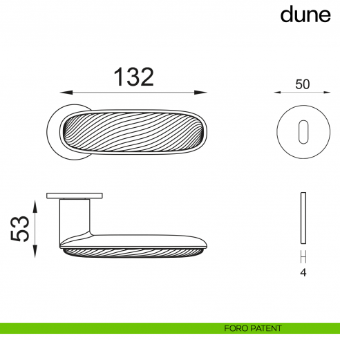 Maniglia per porta Dune dnd handles con porcellana lucida verde - foro patent