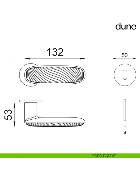 Maniglia per porta Dune dnd handles con porcellana lucida verde - foro patent