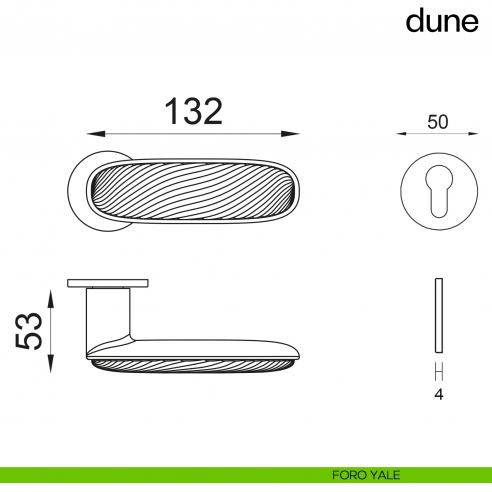Maniglia per porta Dune dnd handles con porcellana lucida verde - foro yale
