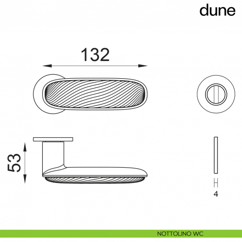 Maniglia per porta Dune dnd handles con porcellana lucida verde - nottolino wc