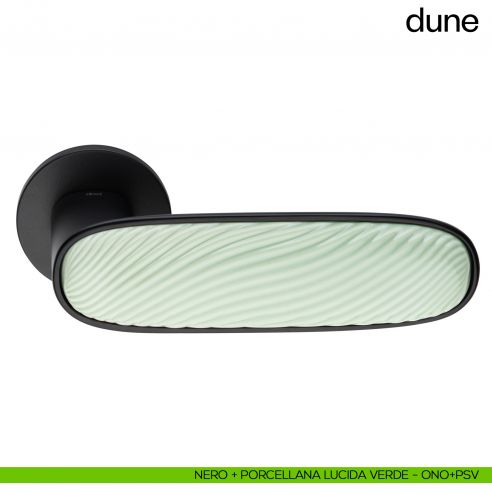 Maniglia per porta Dune dnd handles nero + porcellana lucida verde