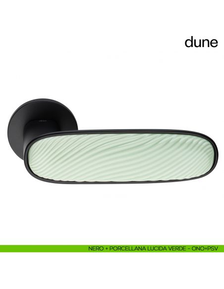Maniglia per porta Dune dnd handles nero + porcellana lucida verde