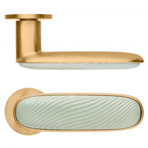 Maniglia per porta Dune dnd handles con porcellana lucida verde menta