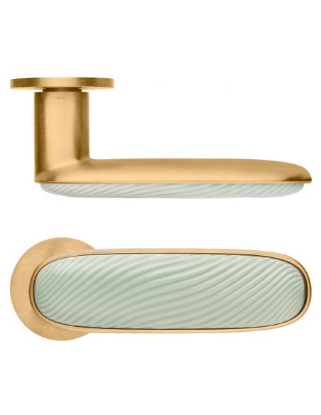 Maniglia per porta Dune dnd handles con porcellana lucida verde menta