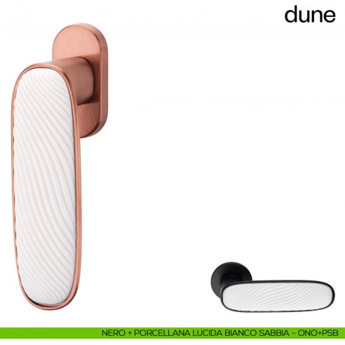 Maniglia per finestra martellina DK Dune dnd porcellana lucida bianco sabbia - nero