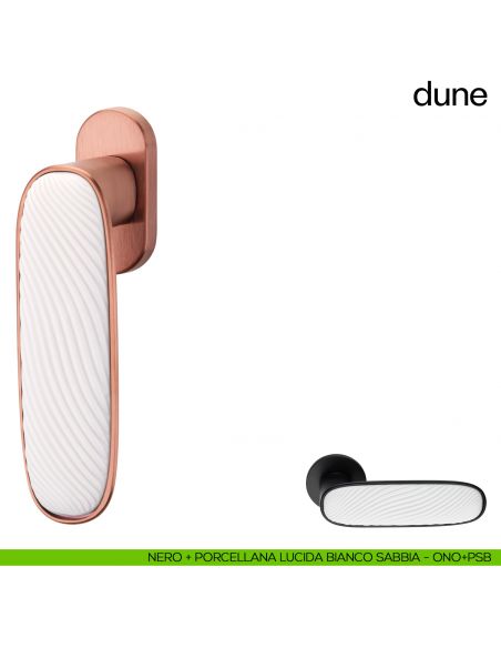 Maniglia per finestra martellina DK Dune dnd porcellana lucida bianco sabbia - nero