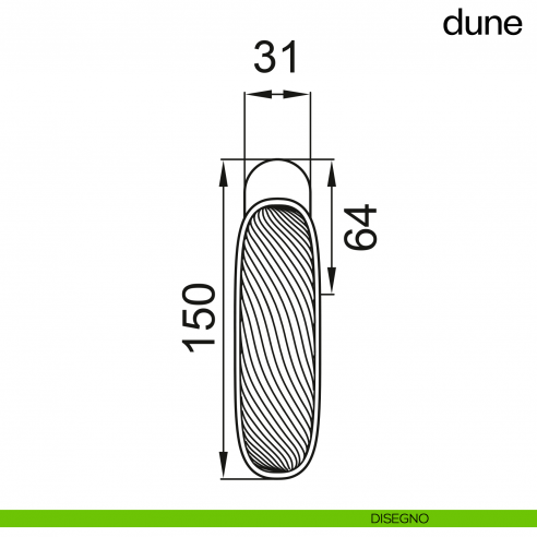 Maniglia per finestra martellina DK Dune dnd porcellana lucida bianco sabbia - disegno