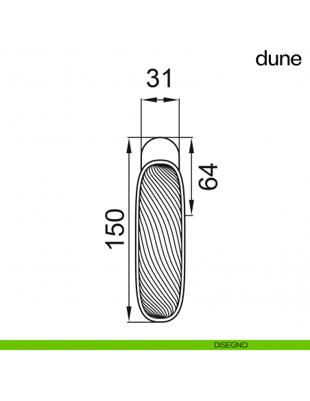 Maniglia per finestra martellina DK Dune dnd porcellana lucida bianco sabbia - disegno