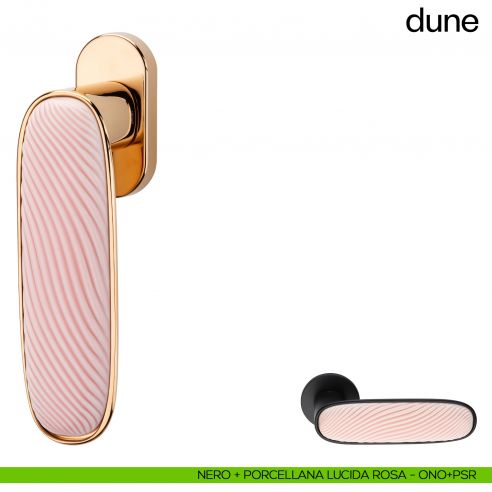 Maniglia per finestra martellina DK Dune dnd porcellana lucida rosa nuvola - nero