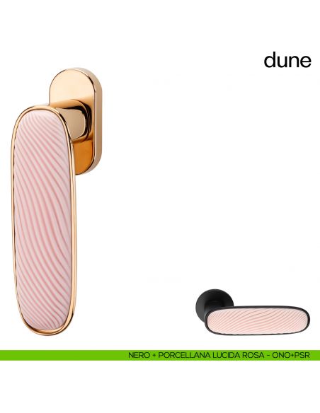 Maniglia per finestra martellina DK Dune dnd porcellana lucida rosa nuvola - nero