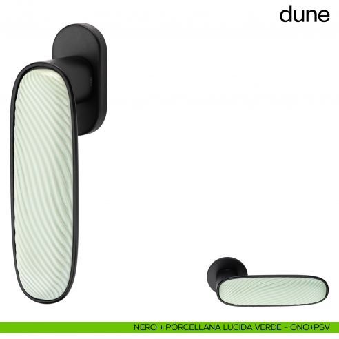 Maniglia per finestra martellina DK Dune dnd porcellana lucida verde menta - nero