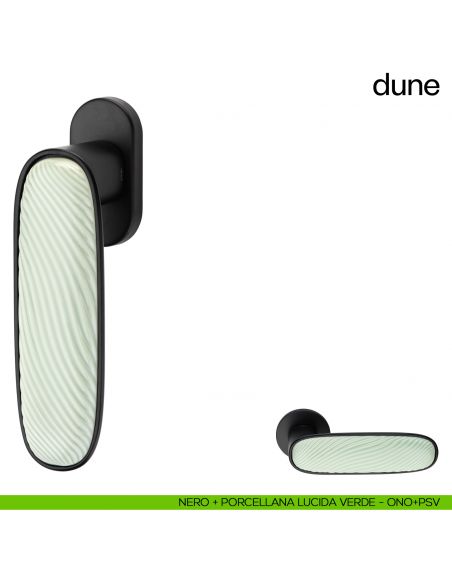 Maniglia per finestra martellina DK Dune dnd porcellana lucida verde menta - nero