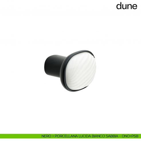 Pomolo per mobile Dune dnd handles con porcellana lucida bianco sabbia - nero